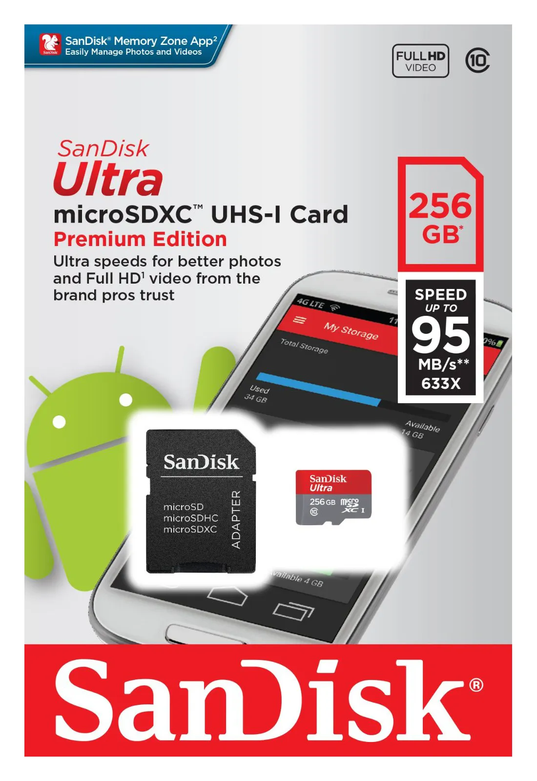 Карта памяти MicroSD 256GB Sandisk SDSQUAM-256G-GN6MA