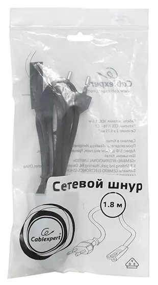 Кабель питания Cablexpert PC-184-VDE-1.8M, 1.8м