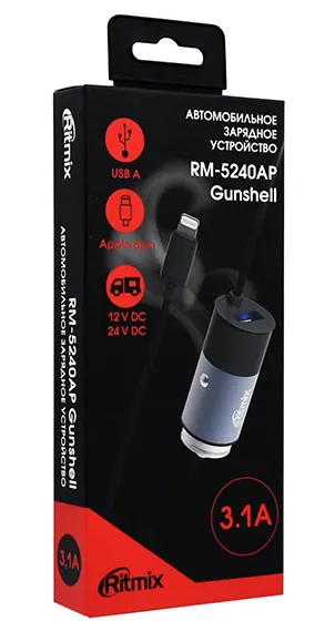 Автомобильное зарядное устройство Ritmix RM-5240AP Gunshell