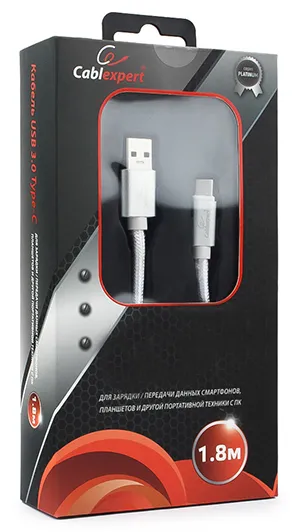 Кабель USB Type A-C Cablexpert CC-P-USBC03S-1.8M