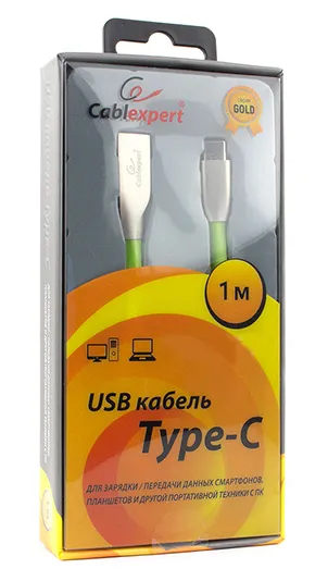 Кабель USB Type A-C Cablexpert CC-G-USBC01Gn-1M