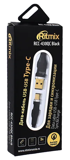 Кабель USB Type A-C Ritmix RCC-430QC Black