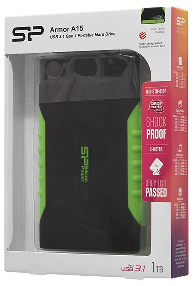 Внешний жесткий диск 1 TB Silicon Power A15 SP010TBPHDA15S3K Black-Green