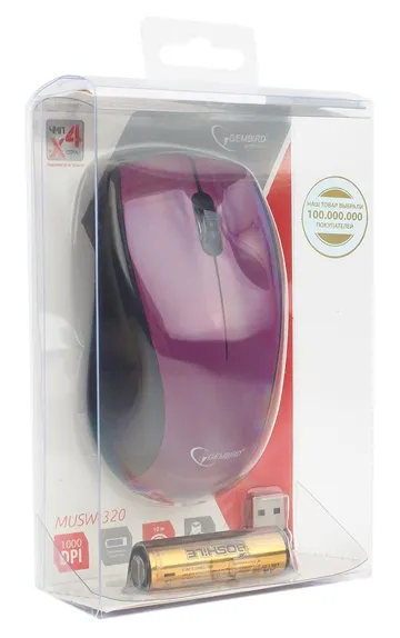 Компьютерная мышь Gembird MUSW-320-P purple