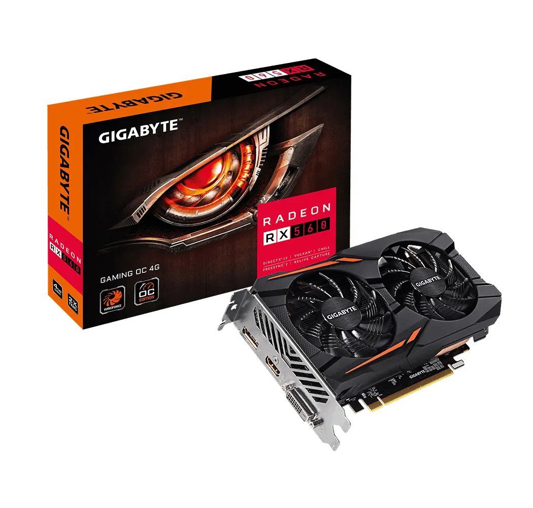 Видеокарта Gigabyte RX 560 OC Gaming GV-RX560GAMING OC-4GD 2.0
