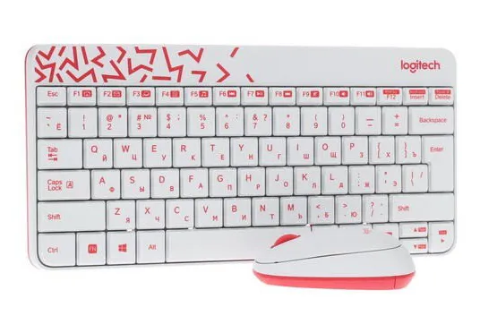 Клавиатура + мышь Logitech MK240 Nano White/Red 920-008212