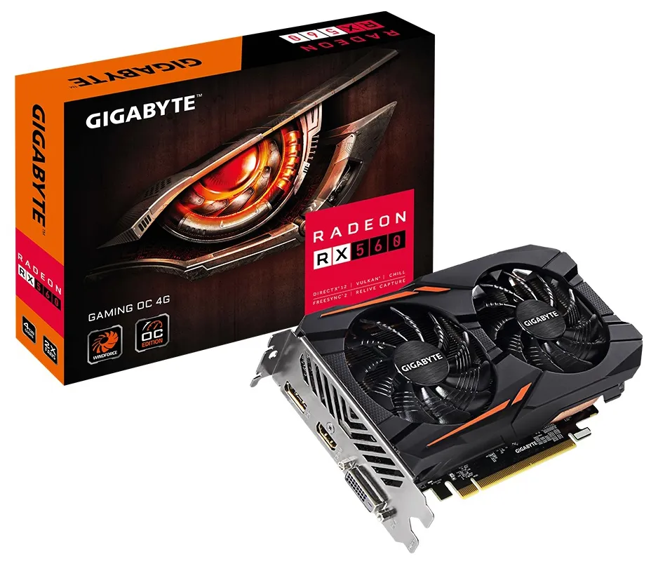 Видеокарта 4GB Gigabyte RX 560 GV-RX560OC-4GD