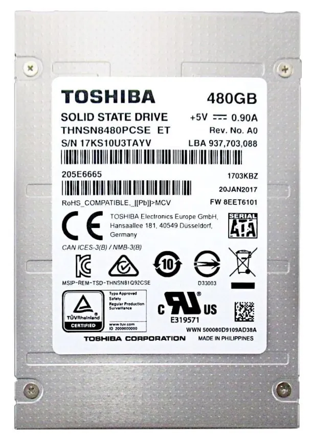SSD накопитель 480 GB Toshiba THNSN8480PCSE4PDE3