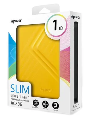 Внешний жёсткий диск 1TB Apacer AC236 Желтый
