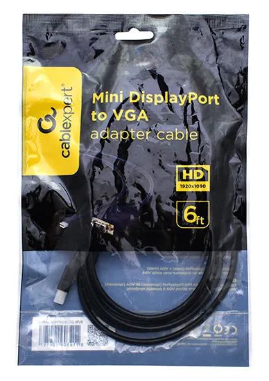 Кабель SVGA, MiniDisplayPort to D-Sub (VGA), 1.8m, Cablexpert CC-mDPM-VGAM-6