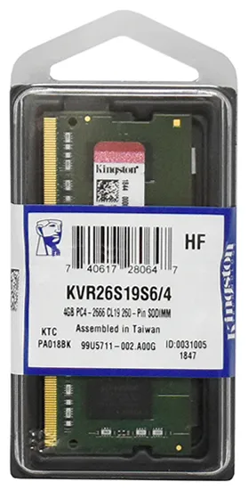 Оперативная память 4 GB Kingston KVR26S19S6/4