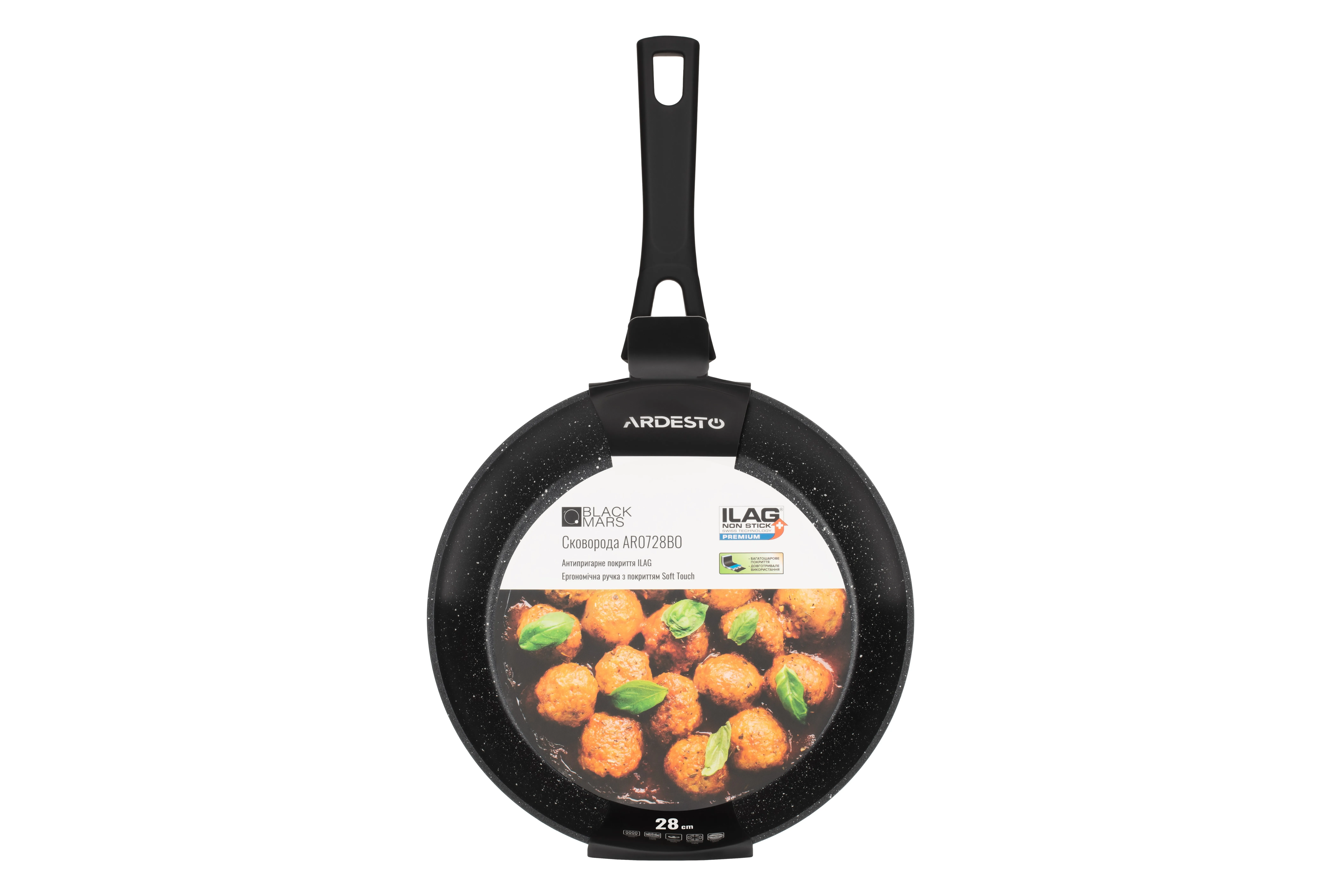 Сковорода Ardesto Black Mars Orion 28 см, черный, алюминий AR0728BO