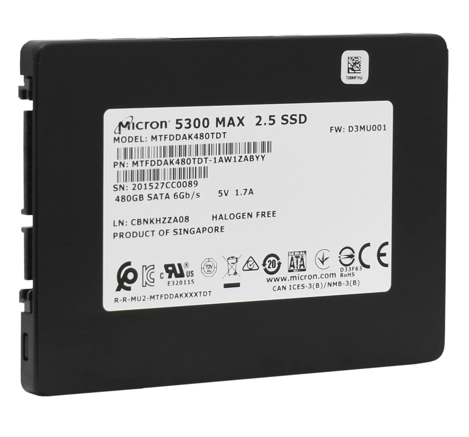 SSD накопитель 480 GB Micron 5300 MAX MTFDDAK480TDT