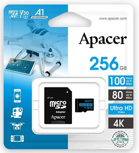 Карта памяти Apacer 256GB AP256GMCSX10U7-R