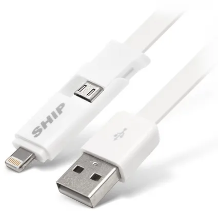 Интерфейсный кабель SHIP MICRO USB/Apple 8pin API08MUTWB, Трансформер, IOS 7, Белый, Блистер, 1 м.