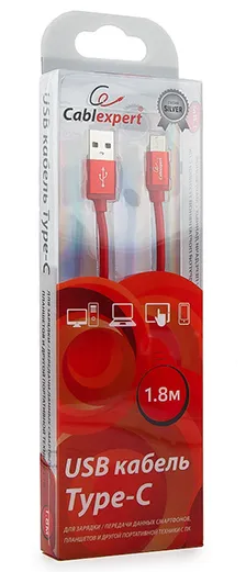 Кабель USB Type A-C Cablexpert CC-S-USBC01R-1.8M