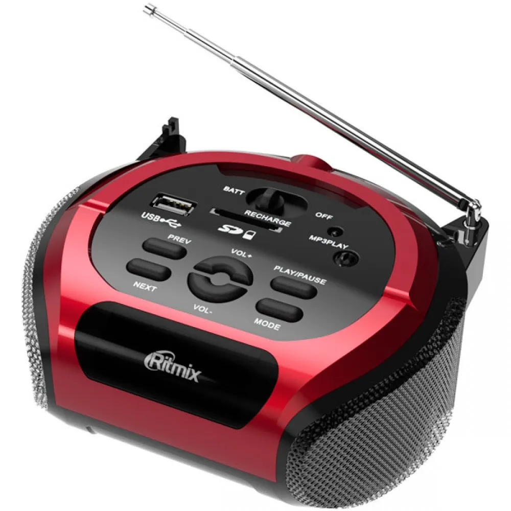 Магнитола Ritmix RBB-100BT Red