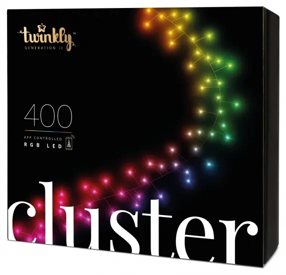 Гирлянда Twinkly Cluster RGB 400, 6 meter long, Gen II, IP44, black wire