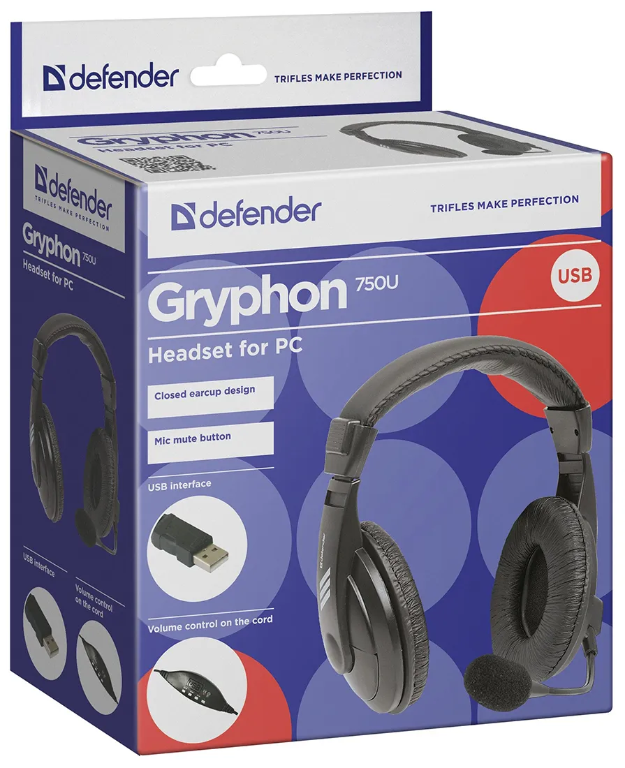 Наушники Defender Gryphon 750 Черный USB