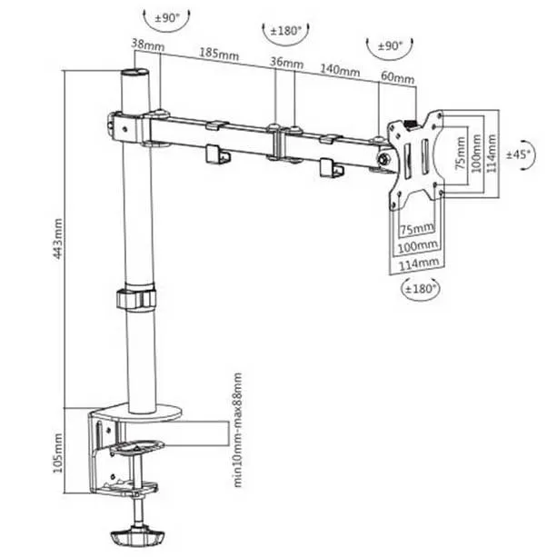 Настольный кронштейн Brateck LDT12-C012N