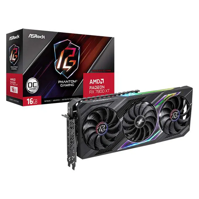 Видеокарта 16Gb ASRock Radeon RX7800XT PG 16GO