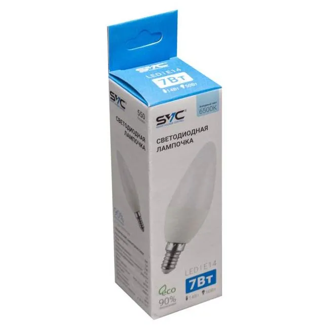 LED Лампа SVC LED C35-7W-E14-6500K