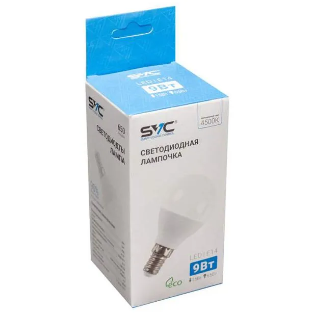 LED Лампа SVC LED G45-9W-E14-4500К