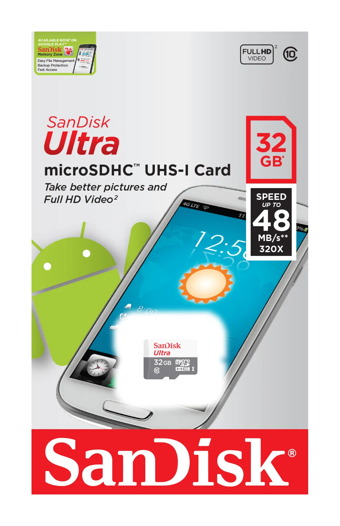 Карта памяти MicroSD 32GB SanDisk SDSQUNB-032G-GN3MN