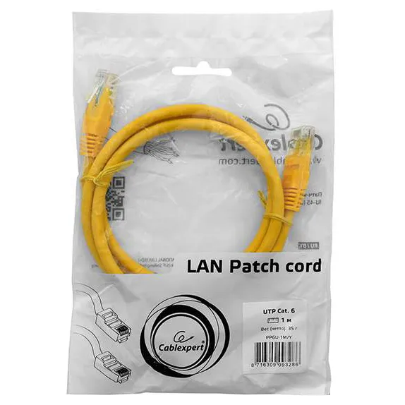 Патч корд UTP 6e-Cat  1 m Cablexpert PP6U-1M/Y желтый