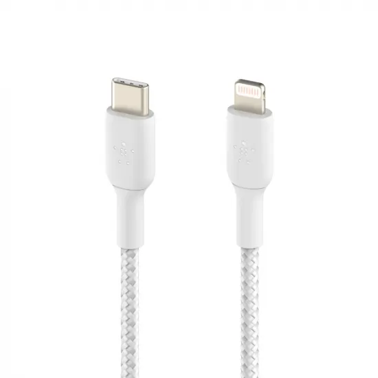 Кабель Belkin Lightning - USB-С, BRAIDED, 1m, white