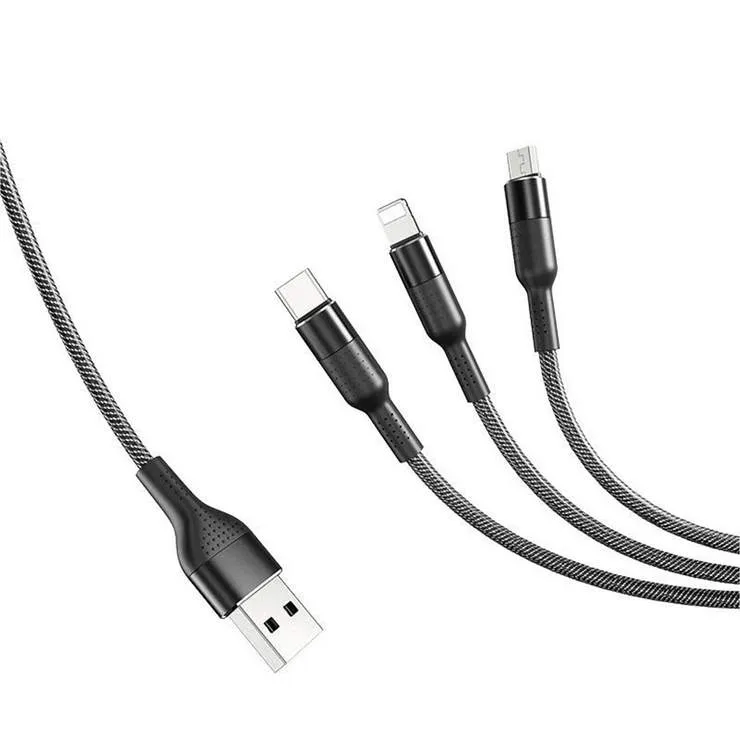 Кабель Awei CL-972 3 in 1 120W 2.0A 1.2m Чёрный