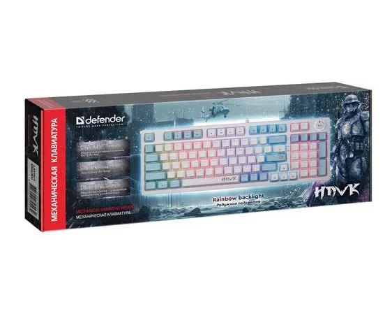 Клавиатура Defender Hawk GK-418 RU white/blue