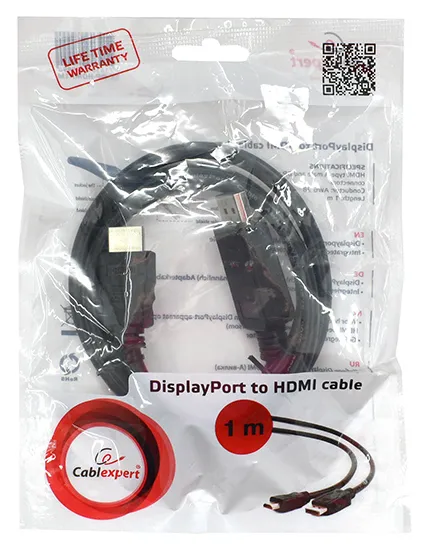 Кабель SVGA, DisplayPort to HDMI, 1.0m, Cablexpert CC-DP-HDMI-1M