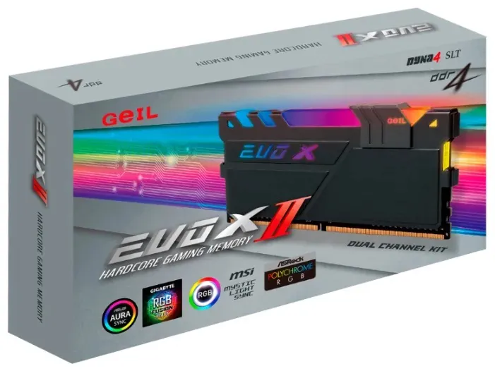 Оперативная память 32GB Kit GEIL EVO X II Black с RGB подсветкой GEXSB432GB3200C16ADC