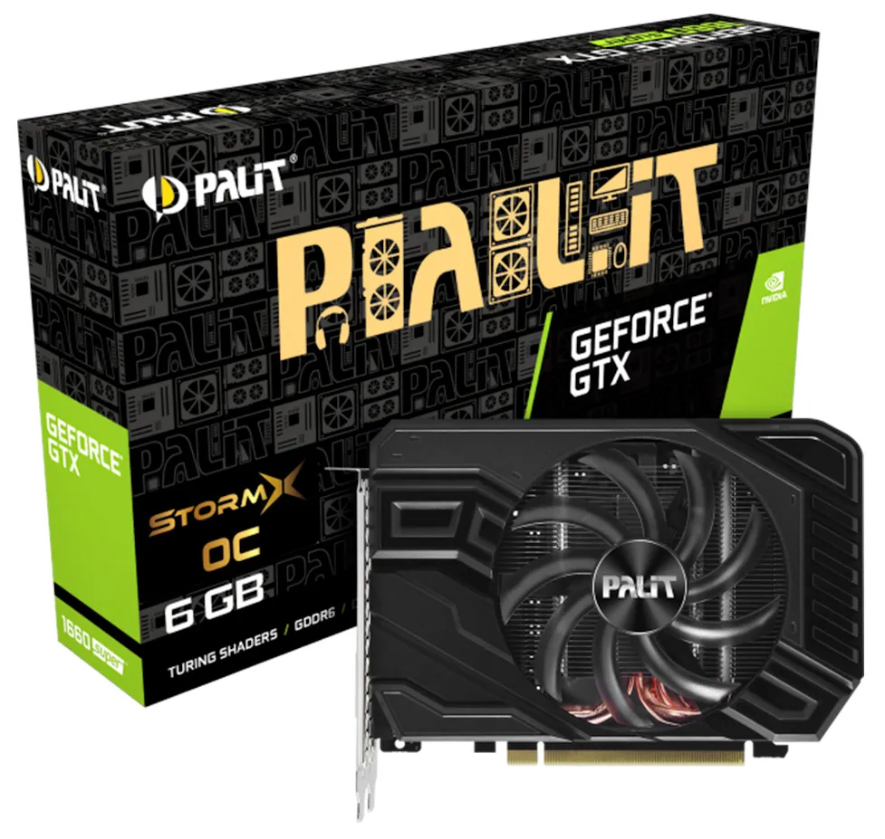 Видеокарта 6Gb PALIT GTX1660 SUPER STORMX OC 6G NE6166SS18J9-161F
