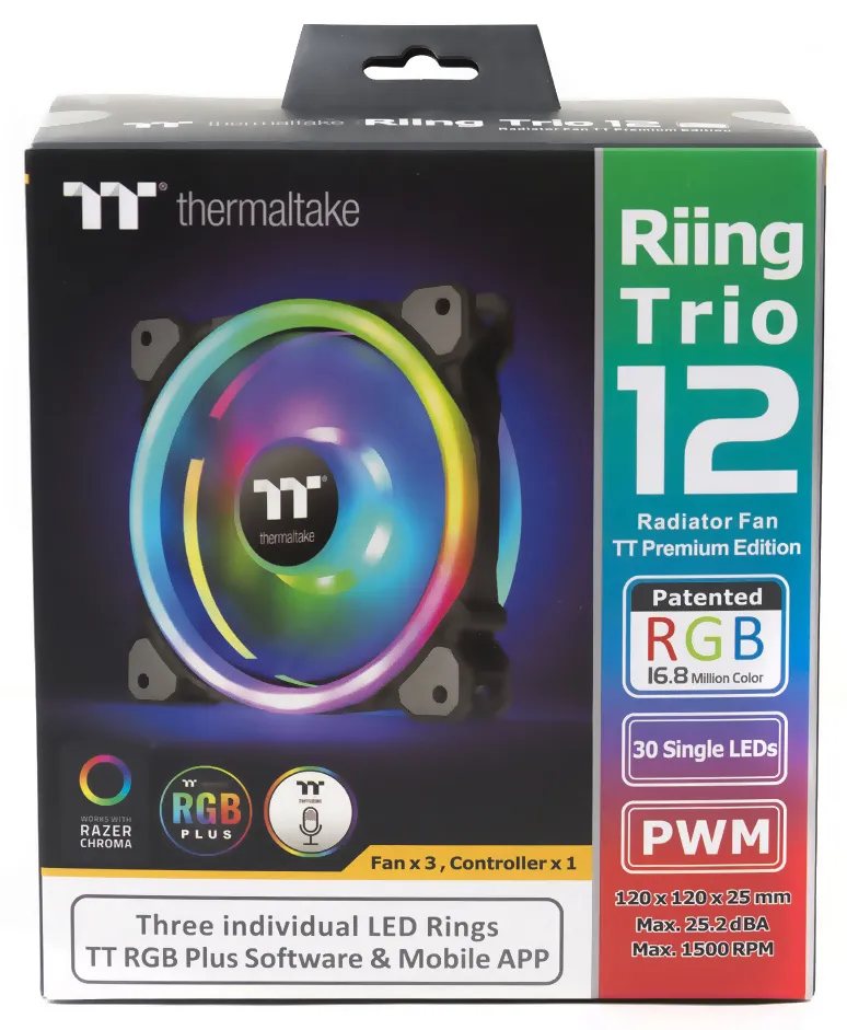 Кулер для кейса Thermaltake Riing Trio 12 RGB TT Premium Edition 3-Fan Pack CL-F072-PL12SW-A