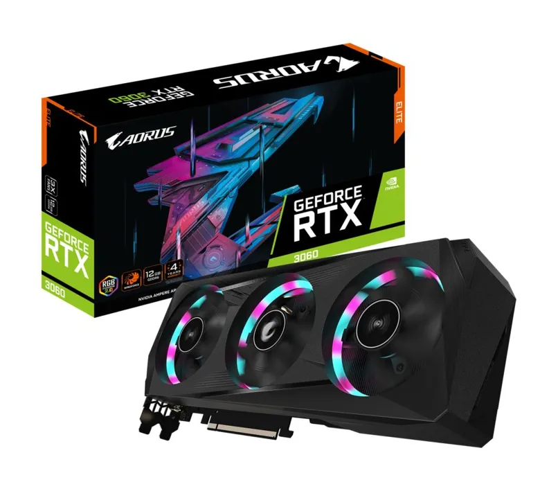 Видеокарта 12 GB Gigabyte AORUS GeForce RTX 3060 ELITE 12G GV-N3060AORUS E-12GD V2