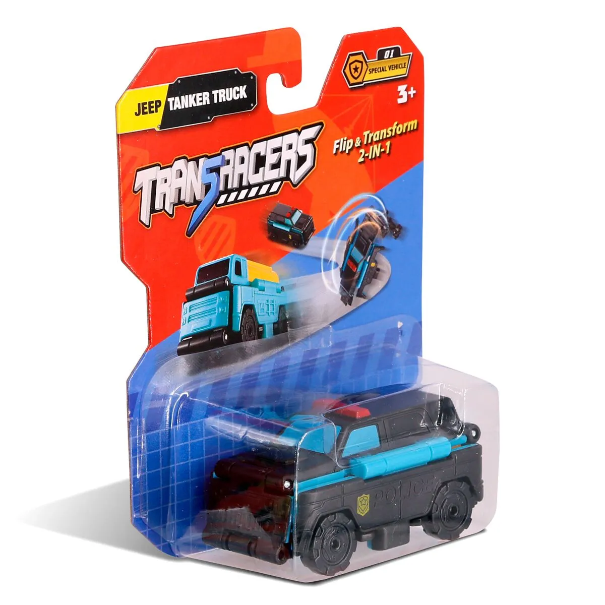 Машинка-трансформер Flip Cars 2 В 1 (Полицейский внедорожник и Автоцистерна)