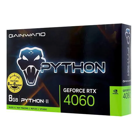 Видеокарта 8 GB Gainward RTX 4060 PYTHON II OC NE64060S19P1-1070V