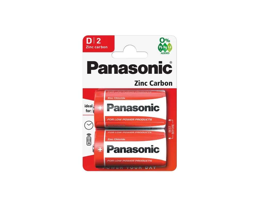Батарейка солевая PANASONIC Red Zinc D/2B