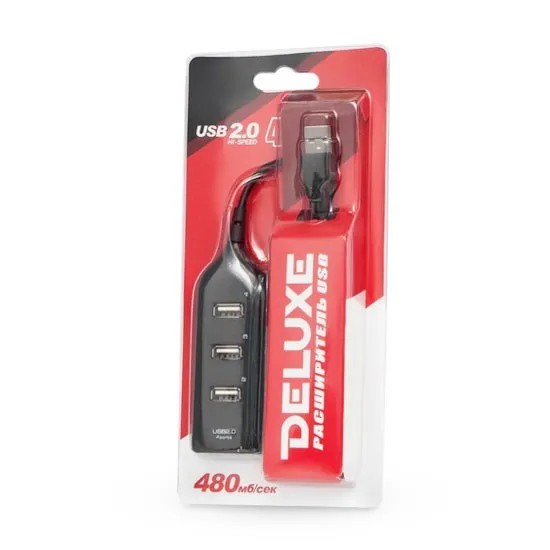 Расширитель USB Deluxe DUH4007BK Чёрный