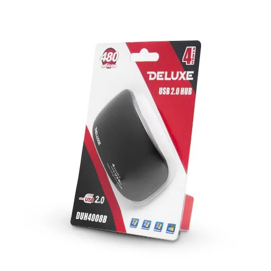 Расширитель USB Deluxe DUH4008B Чёрный