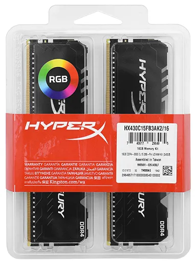 Оперативная память 16 GB kit Kingston HyperX Fury RGB HX430C15FB3AK2/16