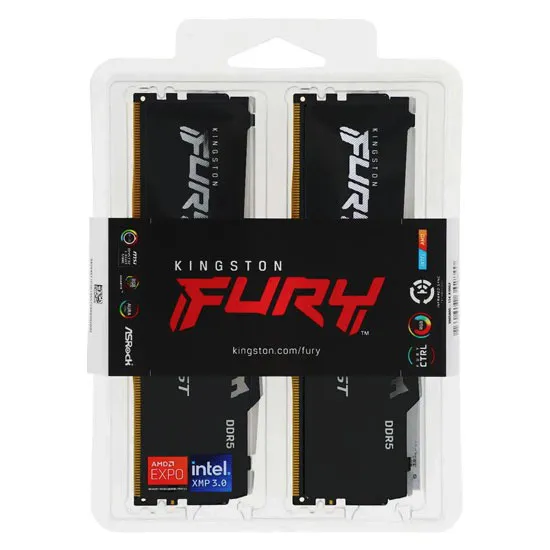 Оперативная память 16 GB kit Kingston Fury Beast RGB KF560C30BBEAK2-16