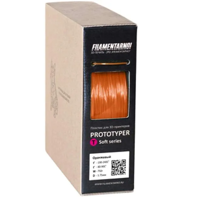 3D Prototyper T-Soft пластик Filamentarno! оранжевый/1.75мм/750гр