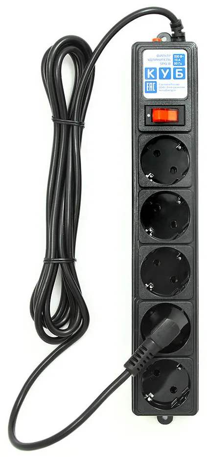 Сетевой фильтр Power Cube SPG-B-10-Black 3м