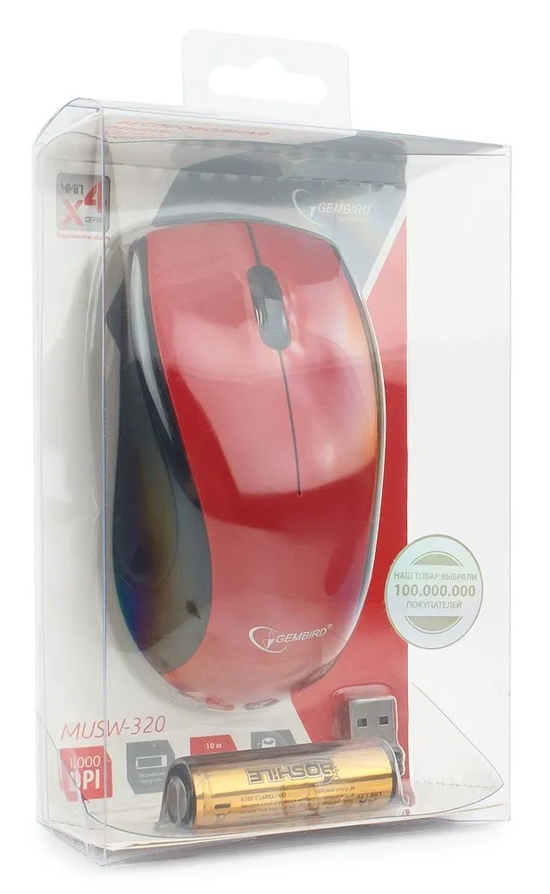 Компьютерная мышь Gembird MUSW-320-R red