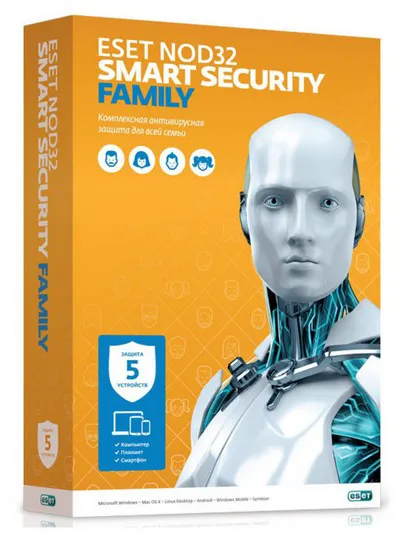 Антивирус ESET NOD32 Smart Security Family NOD32-ESM-NS(BOX)-1-5 KZ