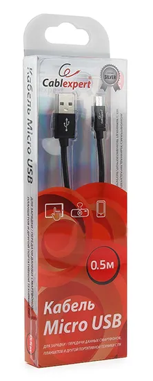 Кабель USB Type A-micro USB Cablexpert CC-S-mUSB01Bk-0.5M