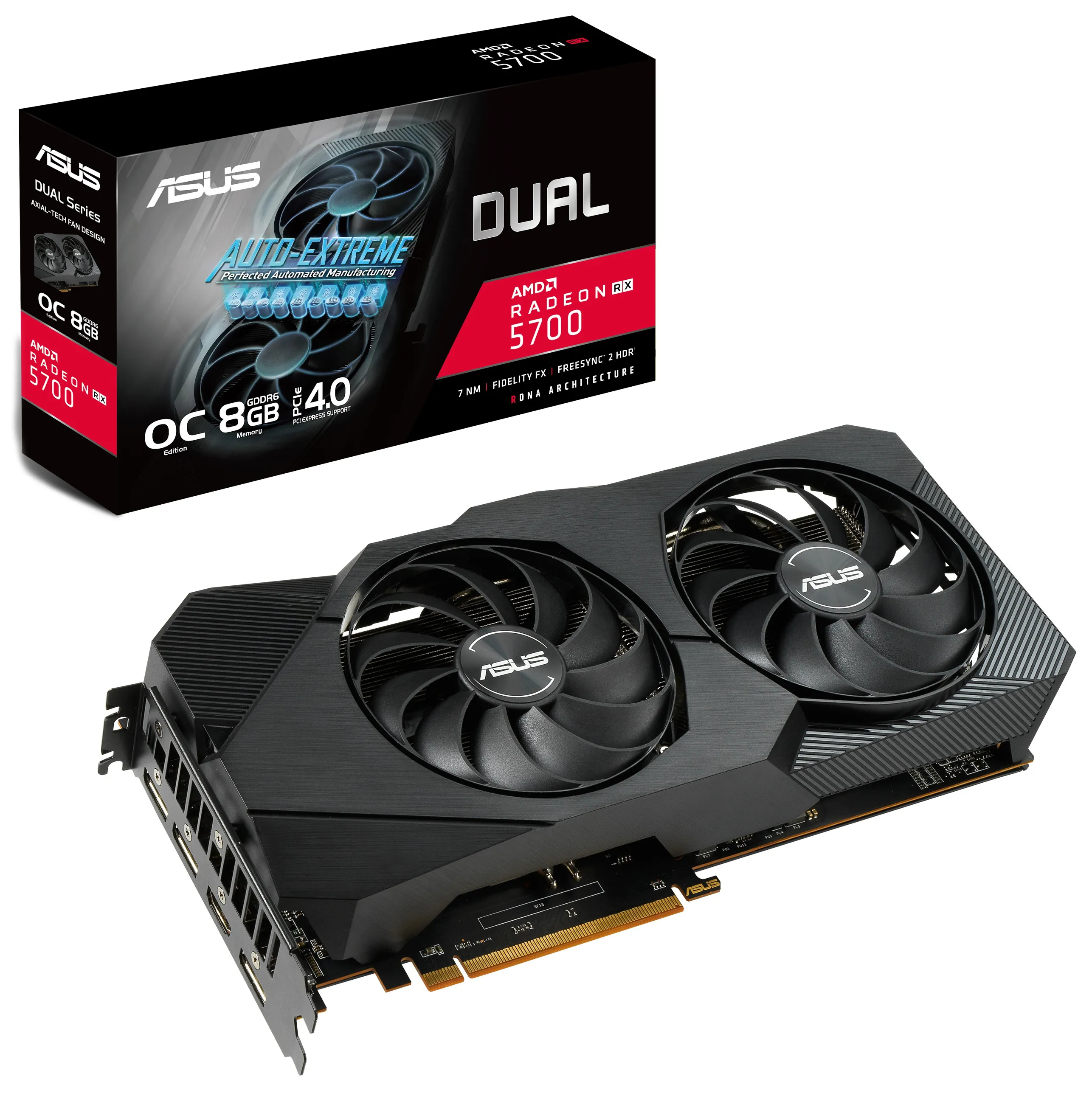 Видеокарта 8Gb ASUS RX 5700 OC EVO DUAL-RX5700-O8G-EVO